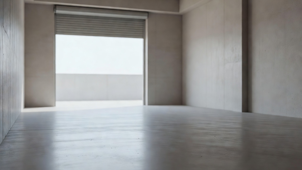 An empty industrial unit with the shutter open